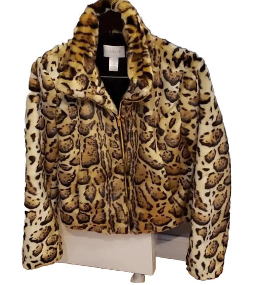 Cache Tan Gold Ivory Animal Print Jacket 21" armpit to armpit 23" long - Picture 5 of 5
